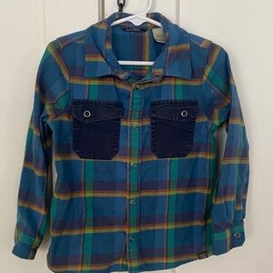 L.L. Bean Kids Blue and Green Plaid Button Down Shirt